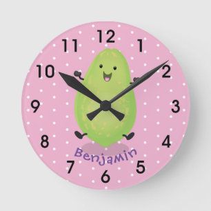 Cute kawaii papaya paw paw cartoon illustration round clock