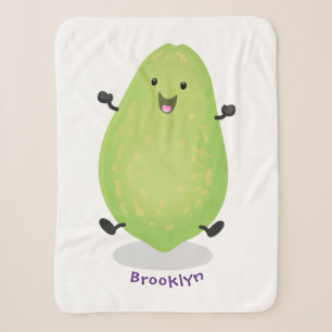 Cute kawaii papaya paw paw cartoon illustration sherpa blanket