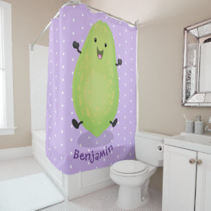Cute kawaii papaya paw paw cartoon illustration shower curtain