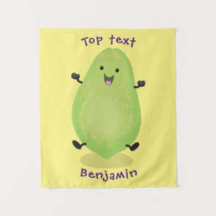 Cute kawaii papaya paw paw cartoon illustration  tapestry