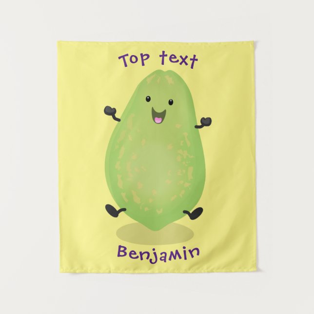 Cute kawaii papaya paw paw cartoon illustration  tapestry (Front)