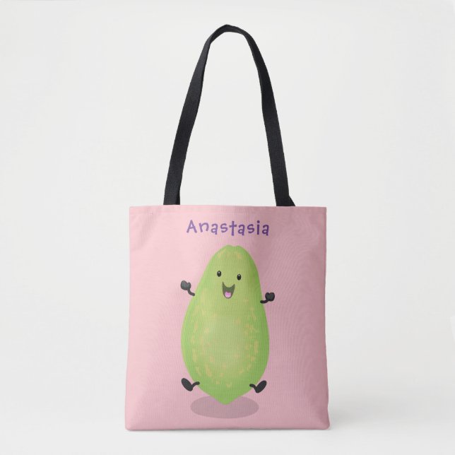 Cute kawaii papaya paw paw cartoon illustration tote bag (Front)