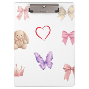 Cute Kawaii Pastel Bows Bunny Butterfly Heart Crow Clipboard