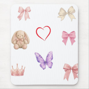 Cute Kawaii Pastel Bows Bunny Butterfly Heart Crow Mouse Mat