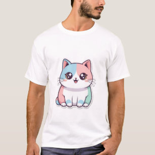 Cute Kawaii Pastel Cat Sticker Sparkle Eyes Kitty✨ T-Shirt
