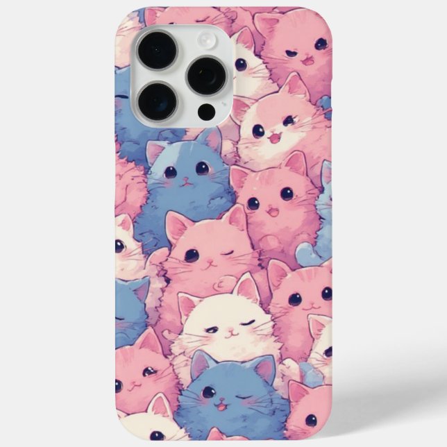 Cute Kawaii Pastel Cats Pattern iPhone Case (Back)