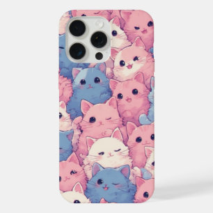 Cute Kawaii Pastel Cats Pattern iPhone Case