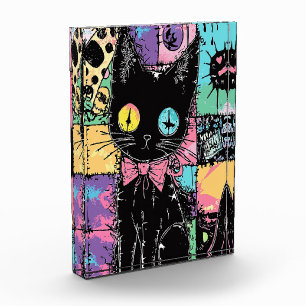 Cute Kawaii Pastel Goth Patchwork Creepy Cat Photo Block