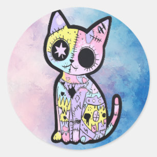 Cute Kawaii Pastel Goth Patchwork Gothic Creepy Classic Round Sticker
