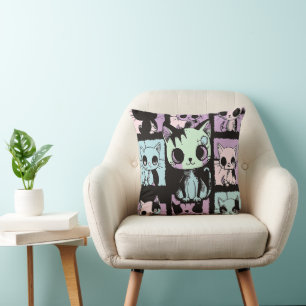 Cute Kawaii Pastel Goth Patchwork Gothic Creepy Cushion