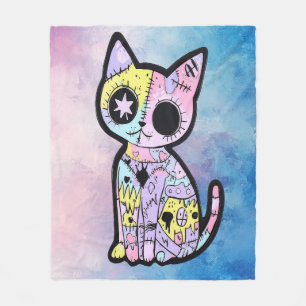 Cute Kawaii Pastel Goth Patchwork Gothic Creepy Fleece Blanket