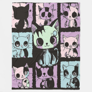 Cute Kawaii Pastel Goth Patchwork Gothic Creepy Fleece Blanket