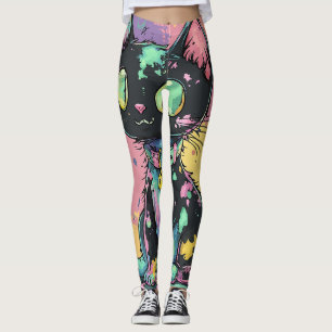 Cute Kawaii Pastel Goth Patchwork Gothic Creepy Leggings