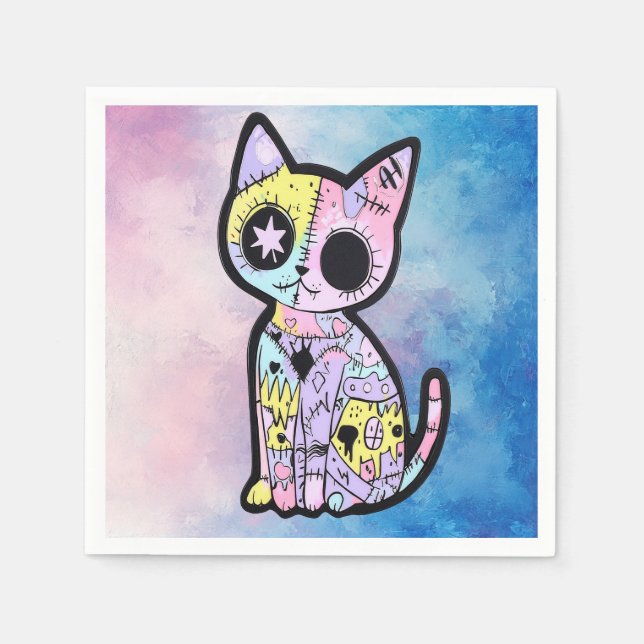 Cute Kawaii Pastel Goth Patchwork Gothic Creepy Napkin (Front)