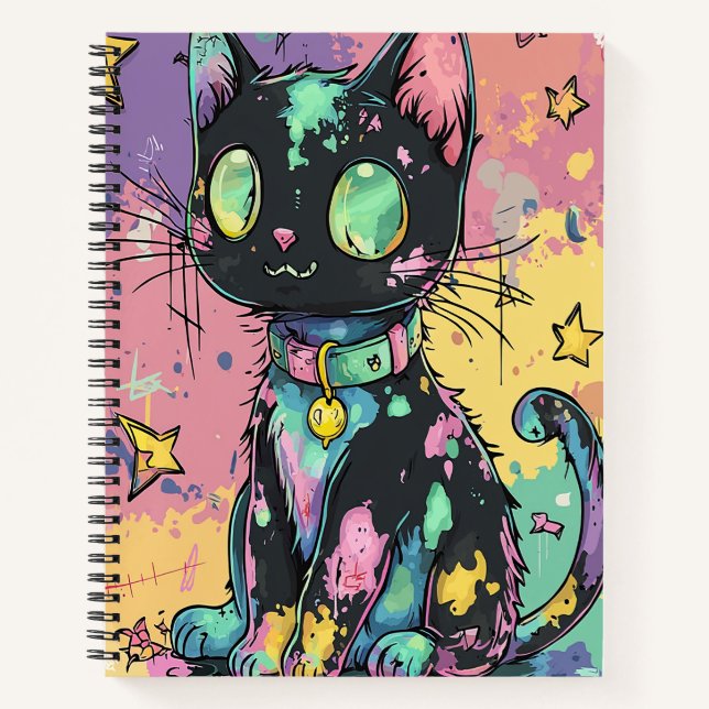Cute Kawaii Pastel Goth Patchwork Gothic Creepy Notebook (Front)