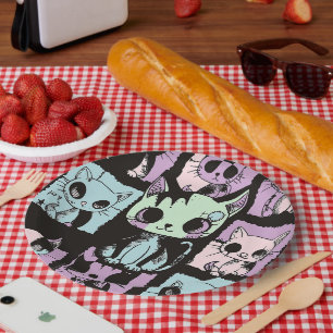 Cute Kawaii Pastel Goth Patchwork Gothic Creepy Paper Plate