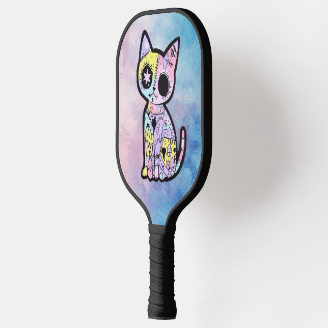 Cute Kawaii Pastel Goth Patchwork Gothic Creepy Pickleball Paddle (Left)