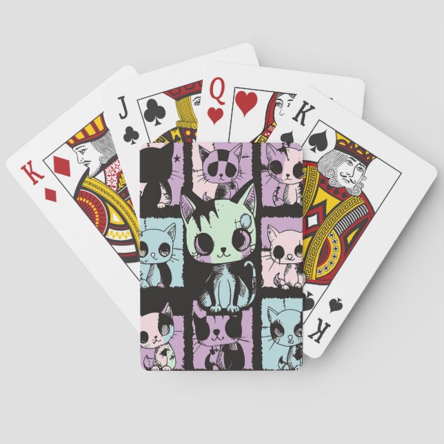 Cute Kawaii Pastel Goth Patchwork Gothic Creepy Playing Cards (Back)