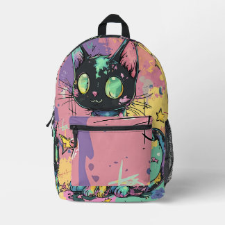 Cute Kawaii Pastel Goth Patchwork Gothic Creepy Printed Backpack
