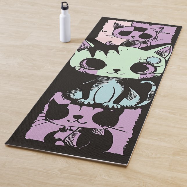 Cute Kawaii Pastel Goth Patchwork Gothic Creepy Yoga Mat (In Situ)