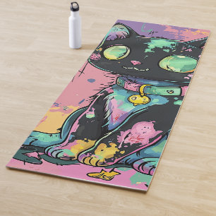 Cute Kawaii Pastel Goth Patchwork Gothic Creepy Yoga Mat