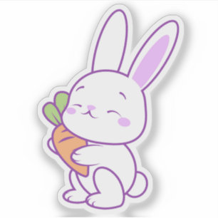 Cute Kawaii Pastel Purple Bunny with Carrot