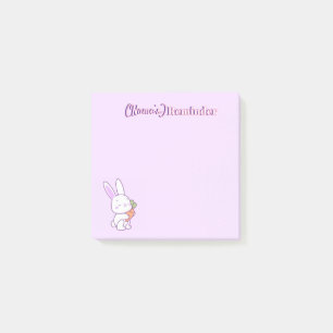 Cute Kawaii Pastel Purple Bunny with Carrot Custom Post-it Notes