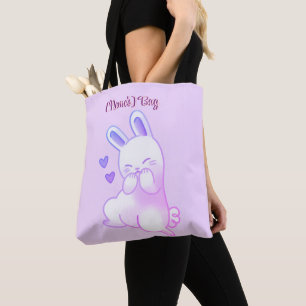 Cute Kawaii Pastel Purple Bunny with Heart Custom  Tote Bag