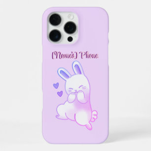 Cute Kawaii Pastel Purple Bunny with Hearts Custom iPhone 16 Pro Max Case