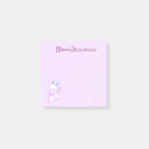 Cute Kawaii Pastel Purple Bunny with Hearts Custom Post-it Notes