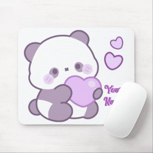 Cute Kawaii Pastel Purple Custom Name Panda Mouse Mat