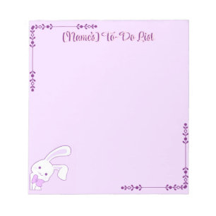 Cute Kawaii Pastel Purple Floppy Ear Bunny Custom Notepad