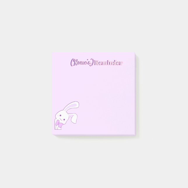 Cute Kawaii Pastel Purple Floppy Ear Bunny Custom Post-it Notes (Front)