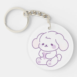 Cute Kawaii Pastel Purple Floppy Ear Puppy Dog Key Ring