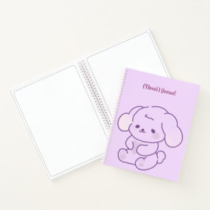 Cute Kawaii Pastel Purple Fluffy Puppy Dog Custom Notebook