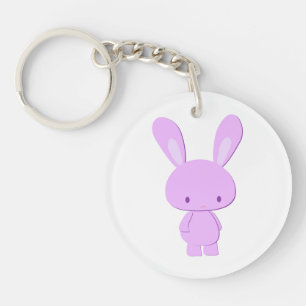 Cute Kawaii Pastel Purple Minimalist Bunny Key Ring