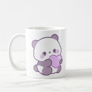 Cute Kawaii Pastel Purple Panda Heart Coffee Mug
