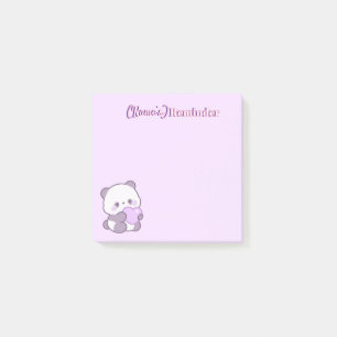 Cute Kawaii Pastel Purple Panda with Heart Custom Post-it Notes