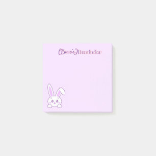 Cute Kawaii Pastel Purple Peeking Bunny Custom Post-it Notes