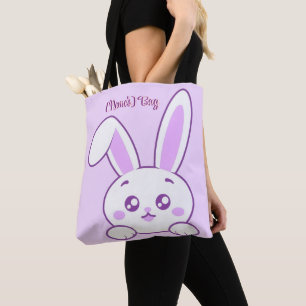 Cute Kawaii Pastel Purple Peeking Bunny Custom  Tote Bag