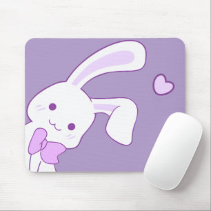 Cute Kawaii Pastel Purple Peeking Bunny Mouse Mat