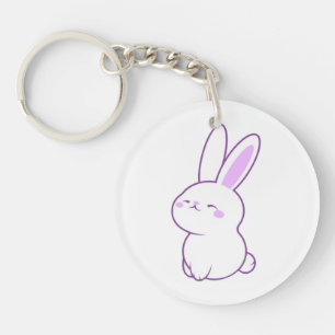 Cute Kawaii Pastel Purple Sitting Bunny Acrylic Key Ring