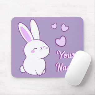 Cute Kawaii Pastel Purple Sitting Bunny Custom Mouse Mat