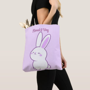 Cute Kawaii Pastel Purple Sleepy Bunny Custom  Tote Bag