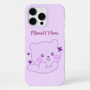 Cute Kawaii Pastel Purple Sparkle Bear Cub Custom iPhone 16 Pro Max Case