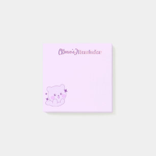 Cute Kawaii Pastel Purple Sparkle Bear Cub Custom Post-it Notes