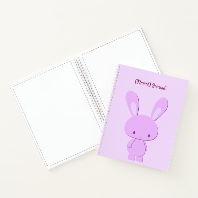 Cute Kawaii Pastel Purple Standing Bunny Custom Notebook (Inside)