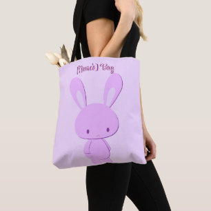 Cute Kawaii Pastel Purple Standing Bunny Custom Tote Bag