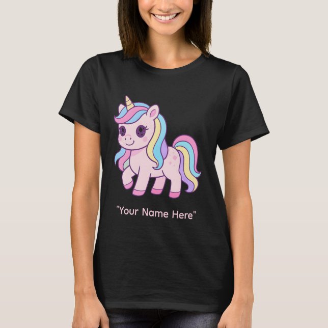 Cute Kawaii Pastel Unicorn Rainbow Girls Birthday  T-Shirt (Front)