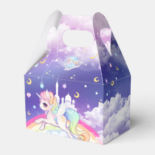 Cute kawaii pastel unicorn with rainbow galaxy favour box